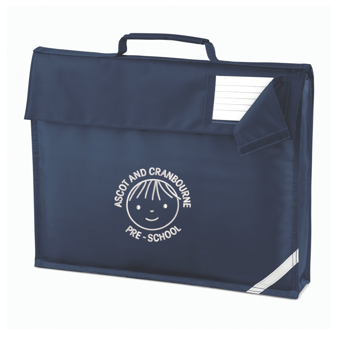 Ascot and Cranbourne Pre-School Navy Book Carrier with logo (Print)