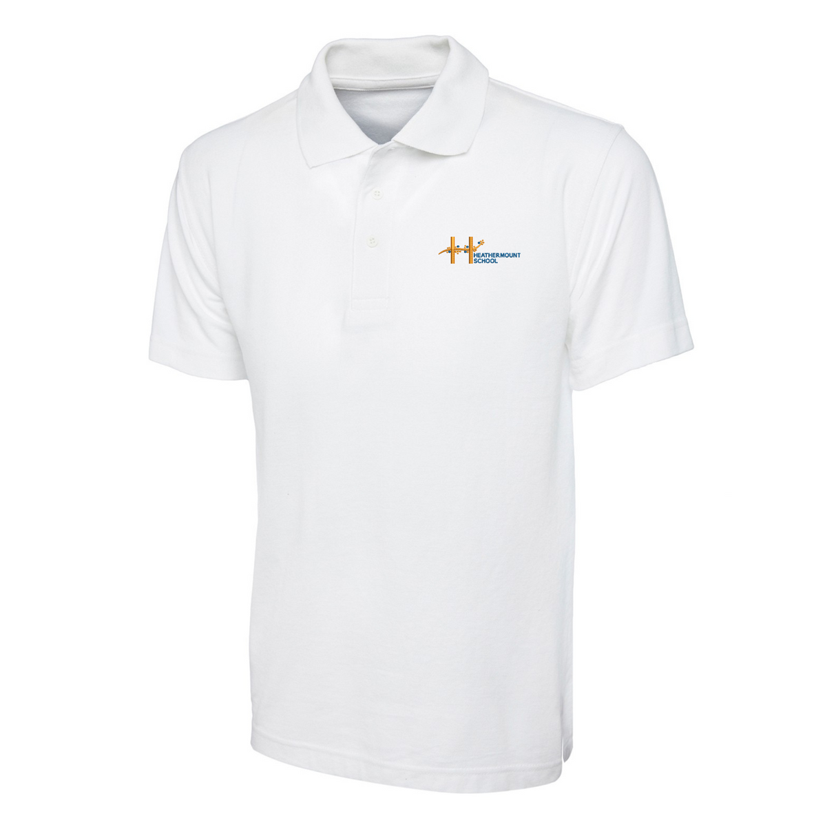 Heathermount Classic Polo - White with logo (Print)
