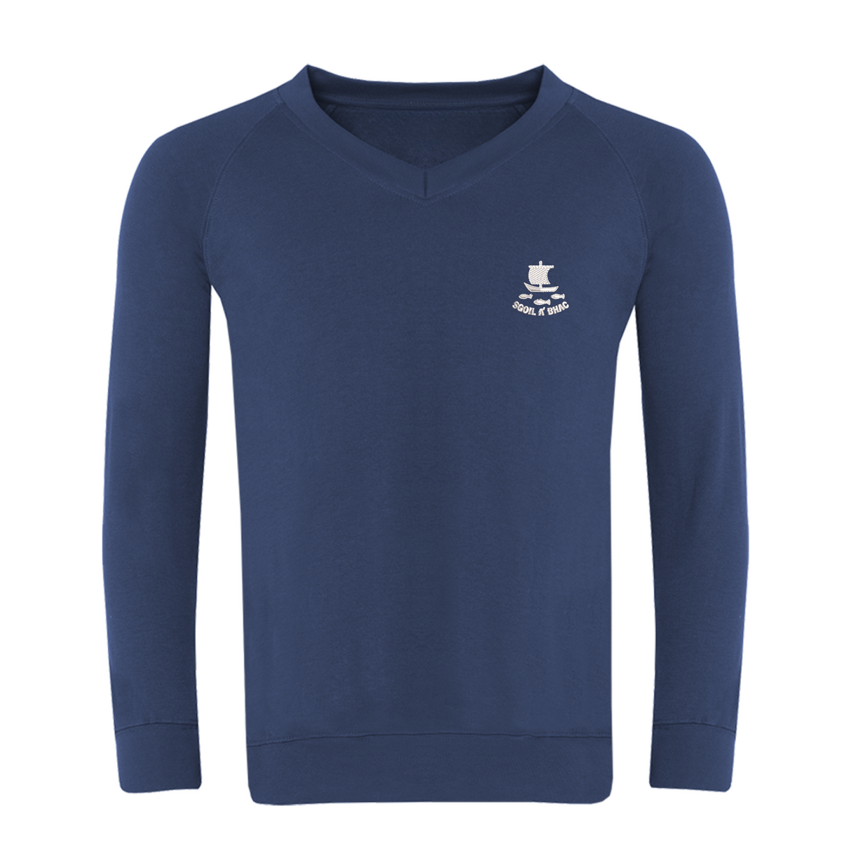 Back School V Neck Sweatshirt with Logo (EMB)