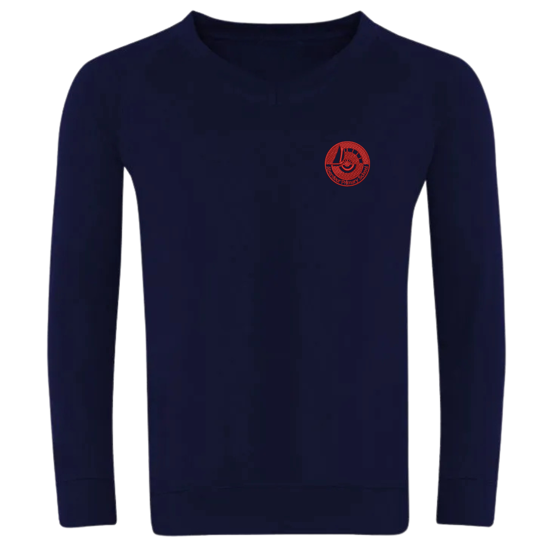 Aberdour Primary School Red OR Navy Classic V-Neck Sweatshirt with logo (EMB)