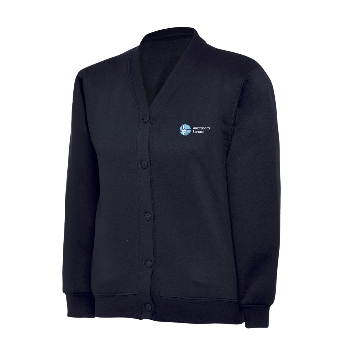 Alexandra School Navy Classic Cardigan with logo (Print)