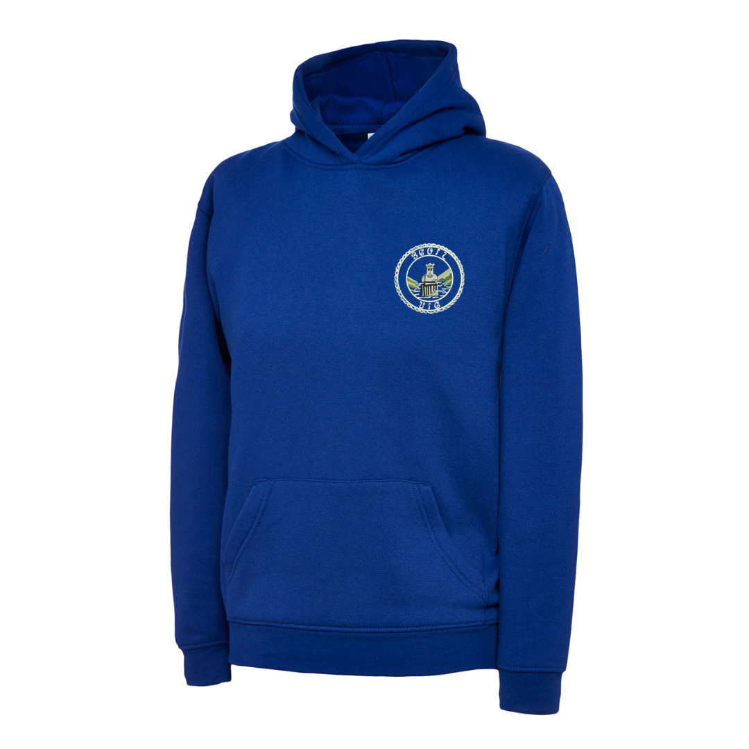 Uig Primary School Royal Hooded Sweatshirt with logo (EMB)