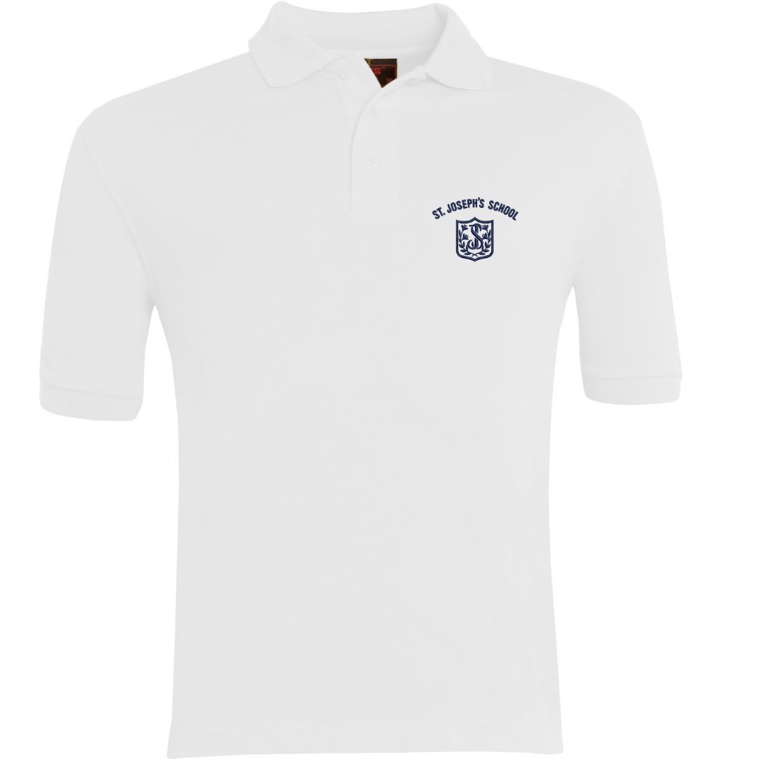 St Joseph Primary School, Polo shirt in White with logo (EMB)