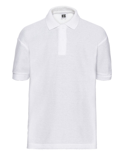 White Russell classic polycotton school polo shirt