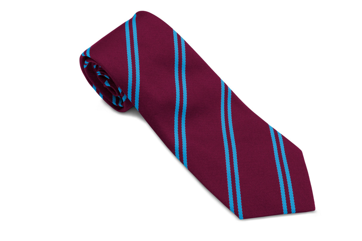 Sgoil Nan Loch Maroon/Sky double Striped Tie