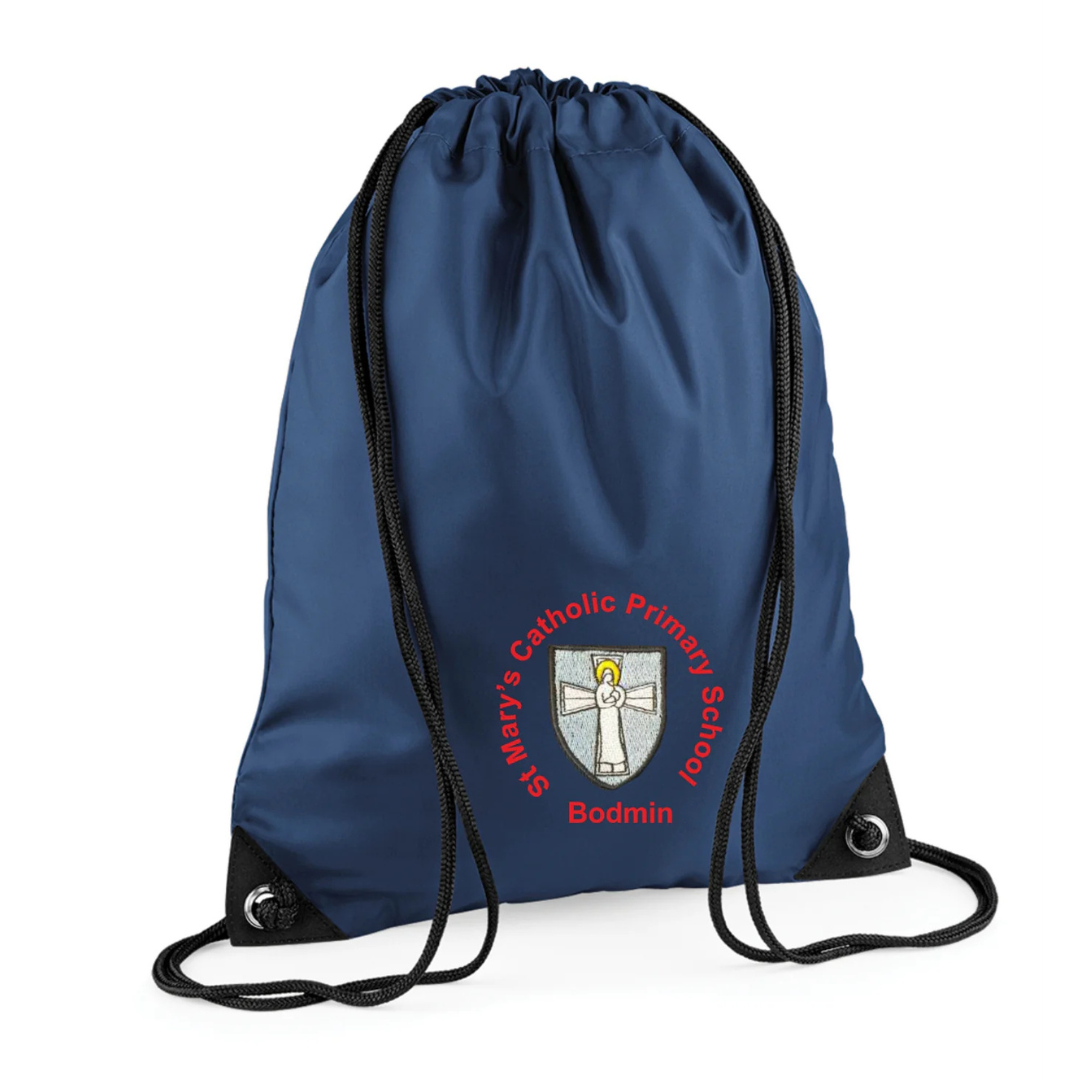 St Mary's Primary School Bodmin Navy Gym Bag with logo (Print)
