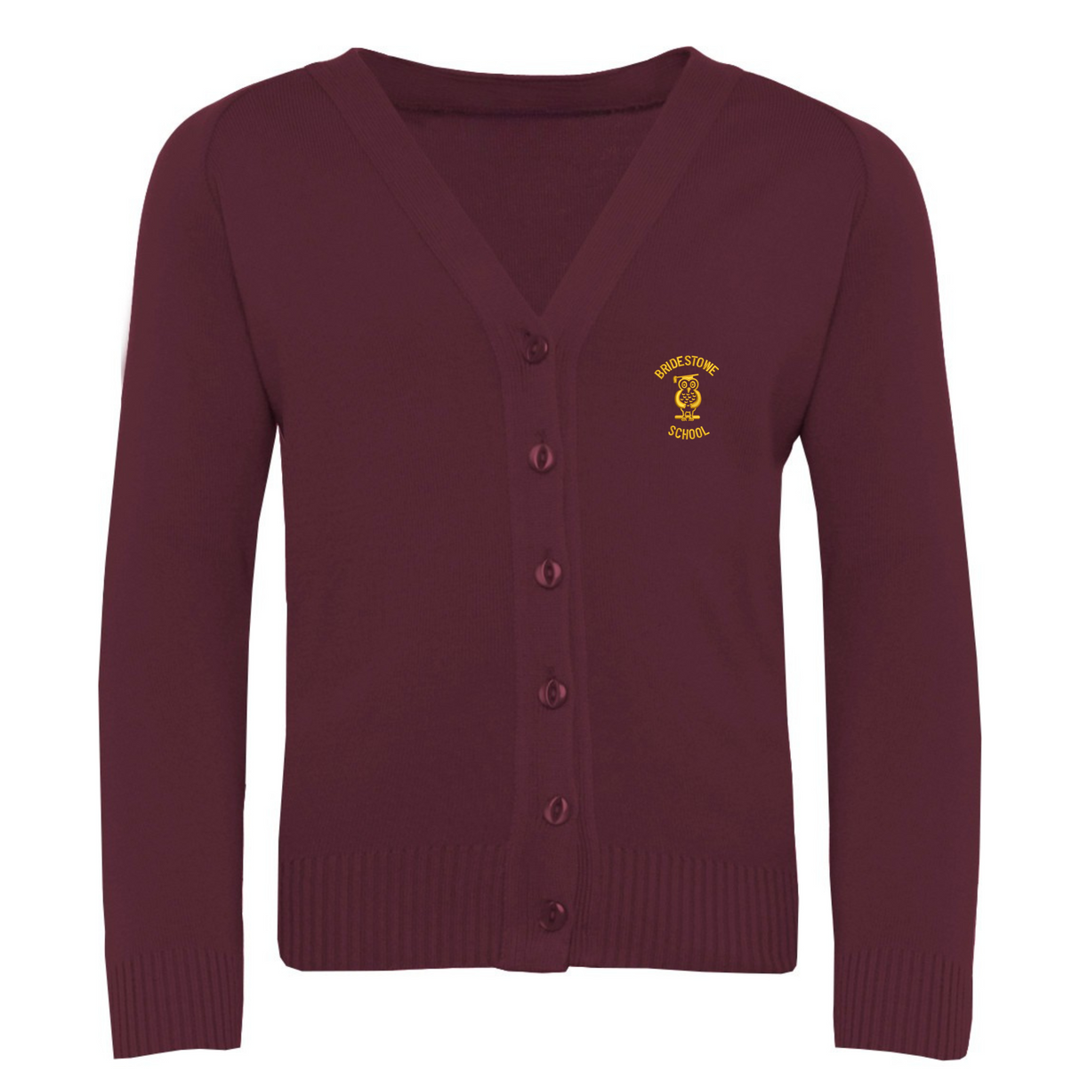 Bridestowe Primary School Maroon Courtelle Cardigan with logo (EMB)