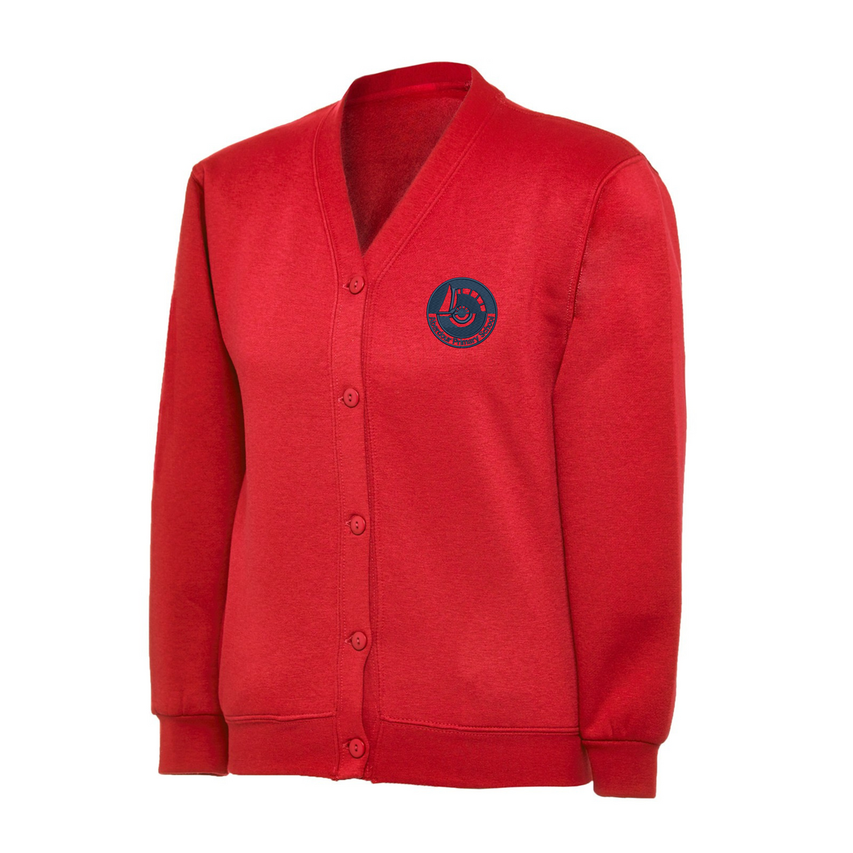 Aberdour Primary School Red Classic Cardigan with logo (EMB)