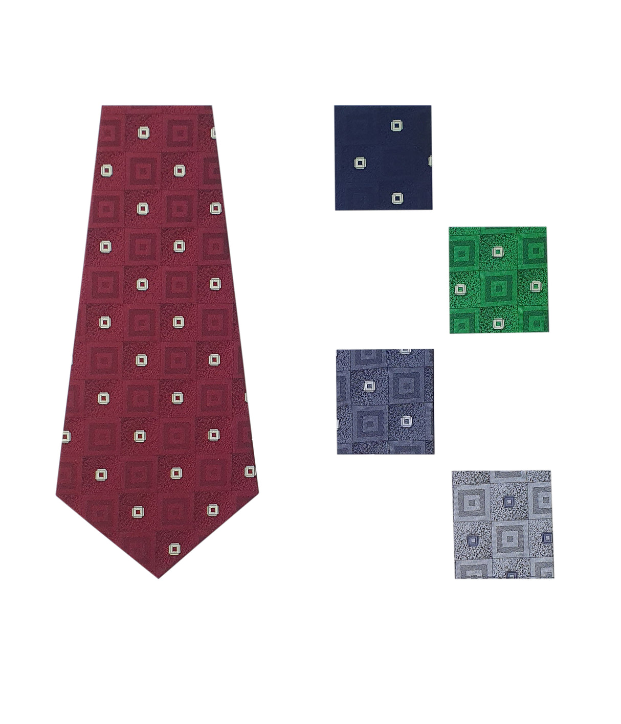 Men’s Patterned Polyester-Style Tie – Geometric Square Design