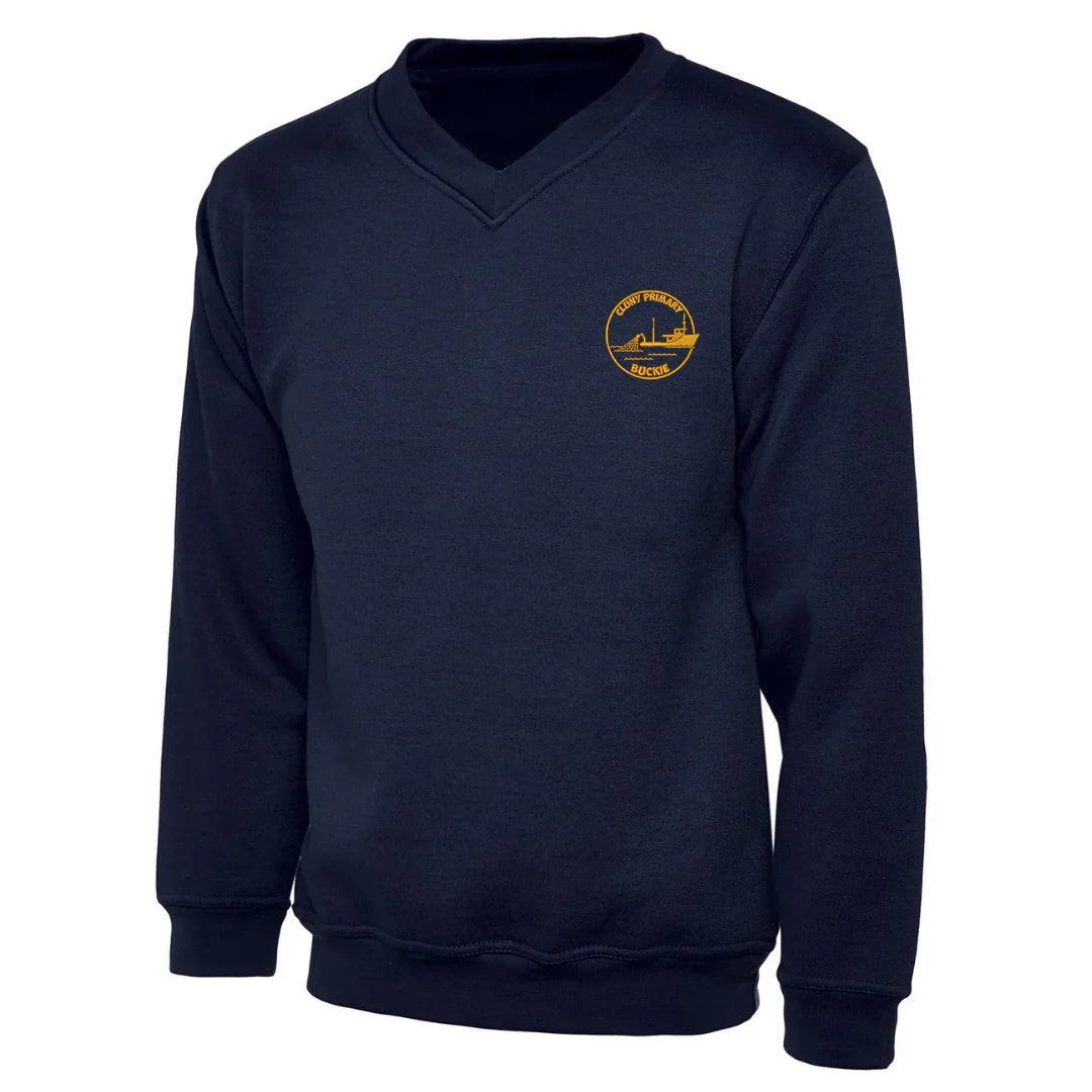 Cluny Select V-Neck Sweatshirt (Navy or Royal) with Logo (EMB)