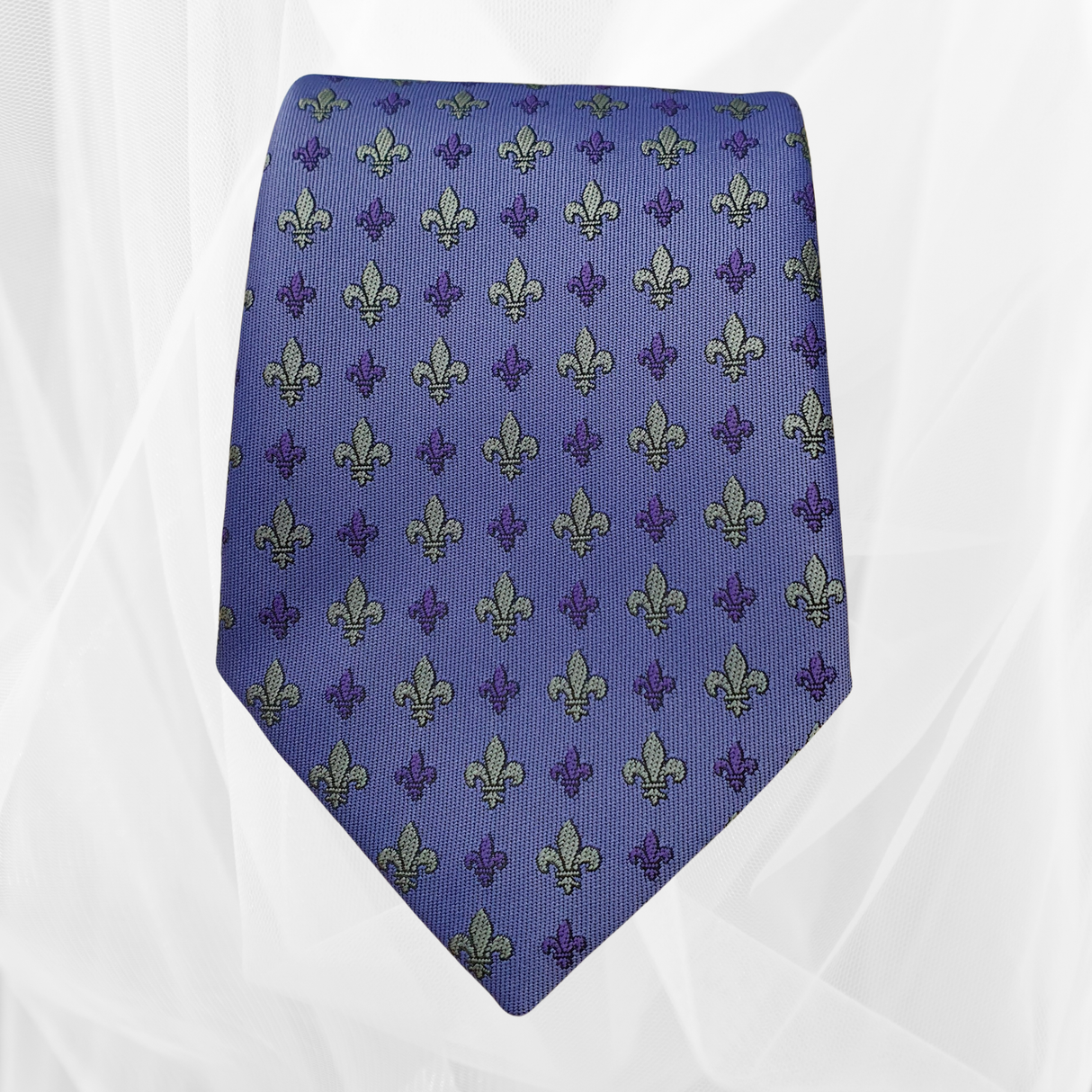 Fleur De Lys Ties Purple/ Silver Emblem - Mens Fashion Tie 56"