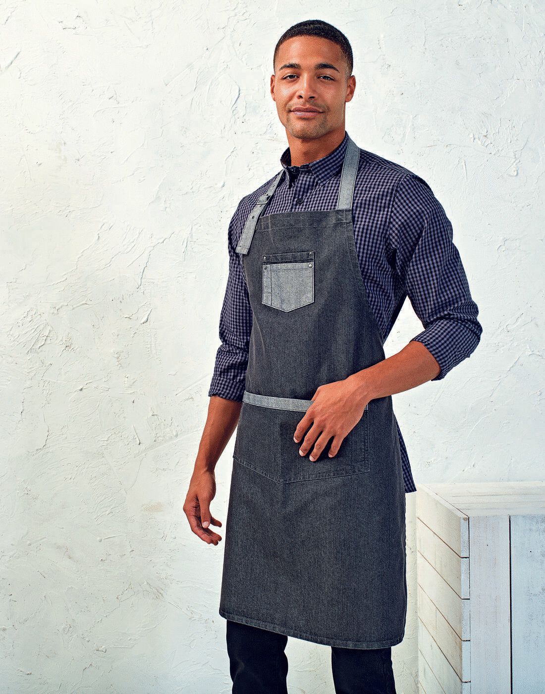 PREMIER WORKWEAR Domain Contrast Denim Bib Apron - Lynendo Trade Store