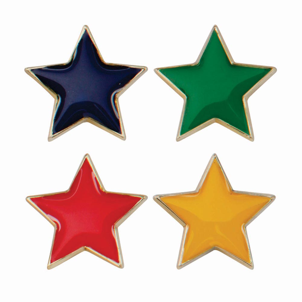Scholar Pin Badge Star- 4 Bright Colours Star Badge - Leonard Hudson Trade Store