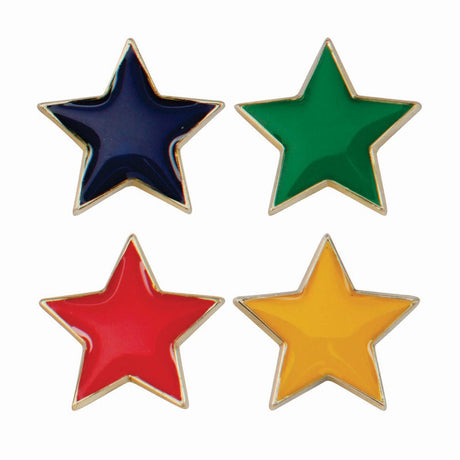 Scholar Pin Badge Star- 4 Bright Colours Star Badge - Leonard Hudson Trade Store