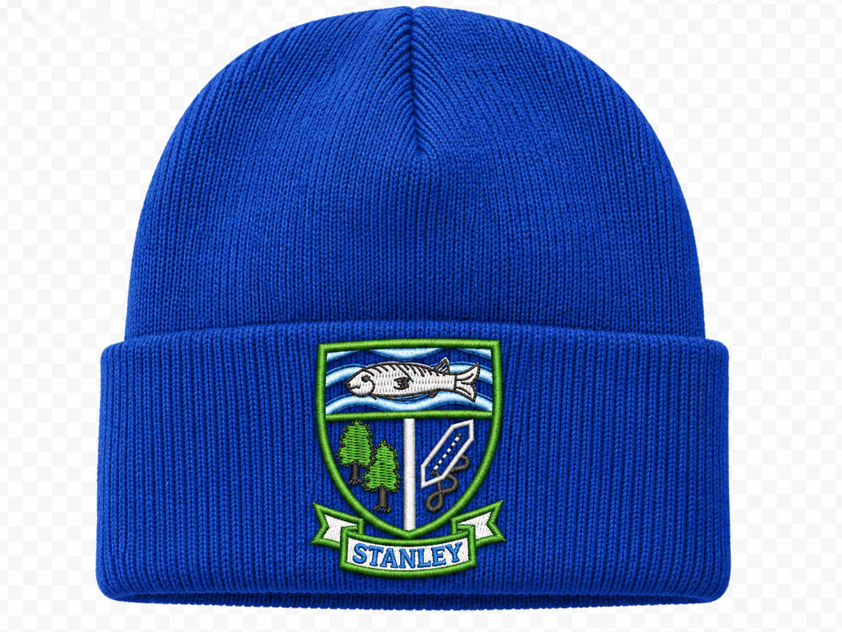 Stanley Primary School Knitted Hat in Royal Blue with logo (EMB)