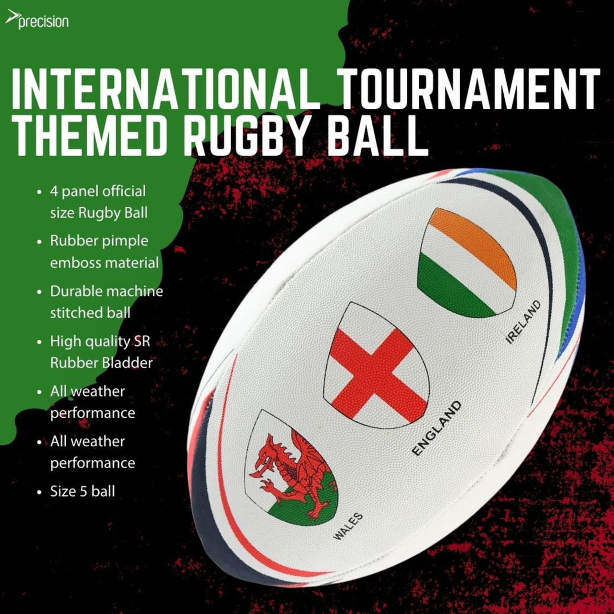 International Tournament Themed Rugby Ball - Size 5