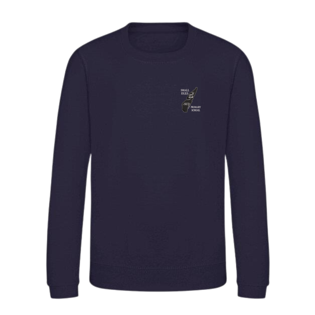 Small Isles School Navy Classic Crew Neck Sweatshirt with logo (EMB)