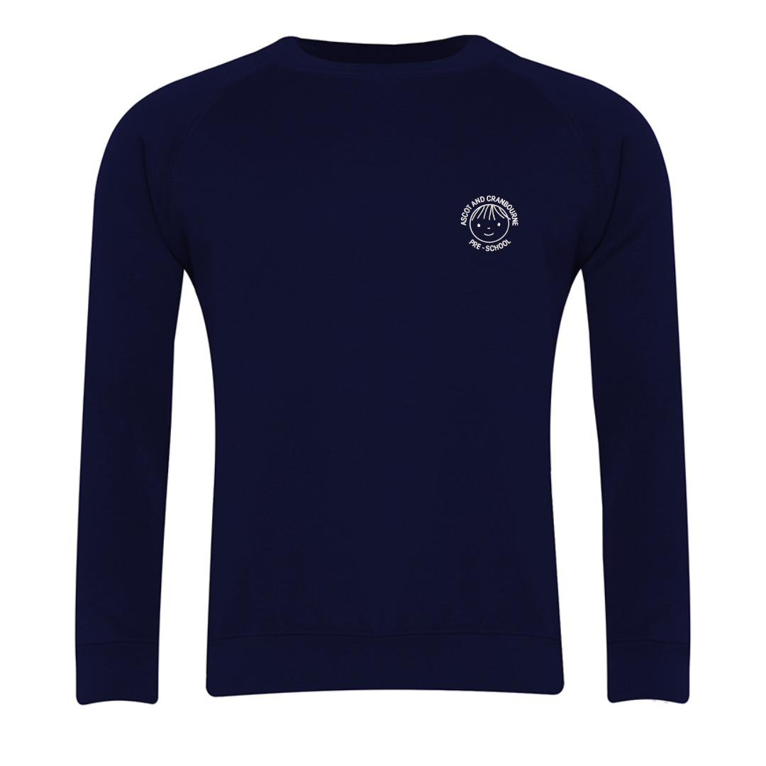 Ascot and Cranbourne Pre-School Navy Classic Crew Neck Sweatshirt with logo (EMB)