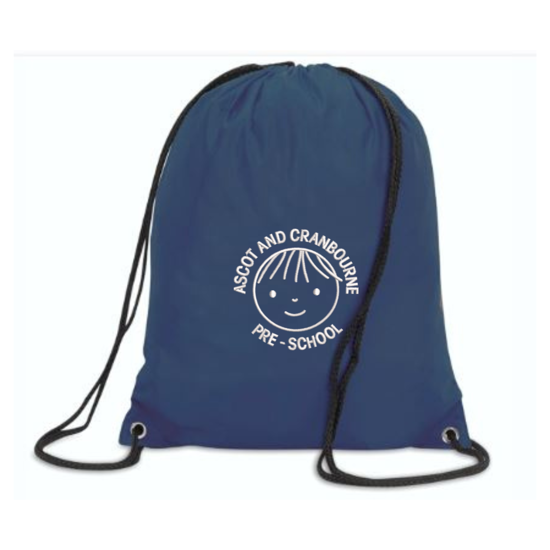 Ascot and Cranbourne Pre-School Navy Gym Bag with logo (Print)