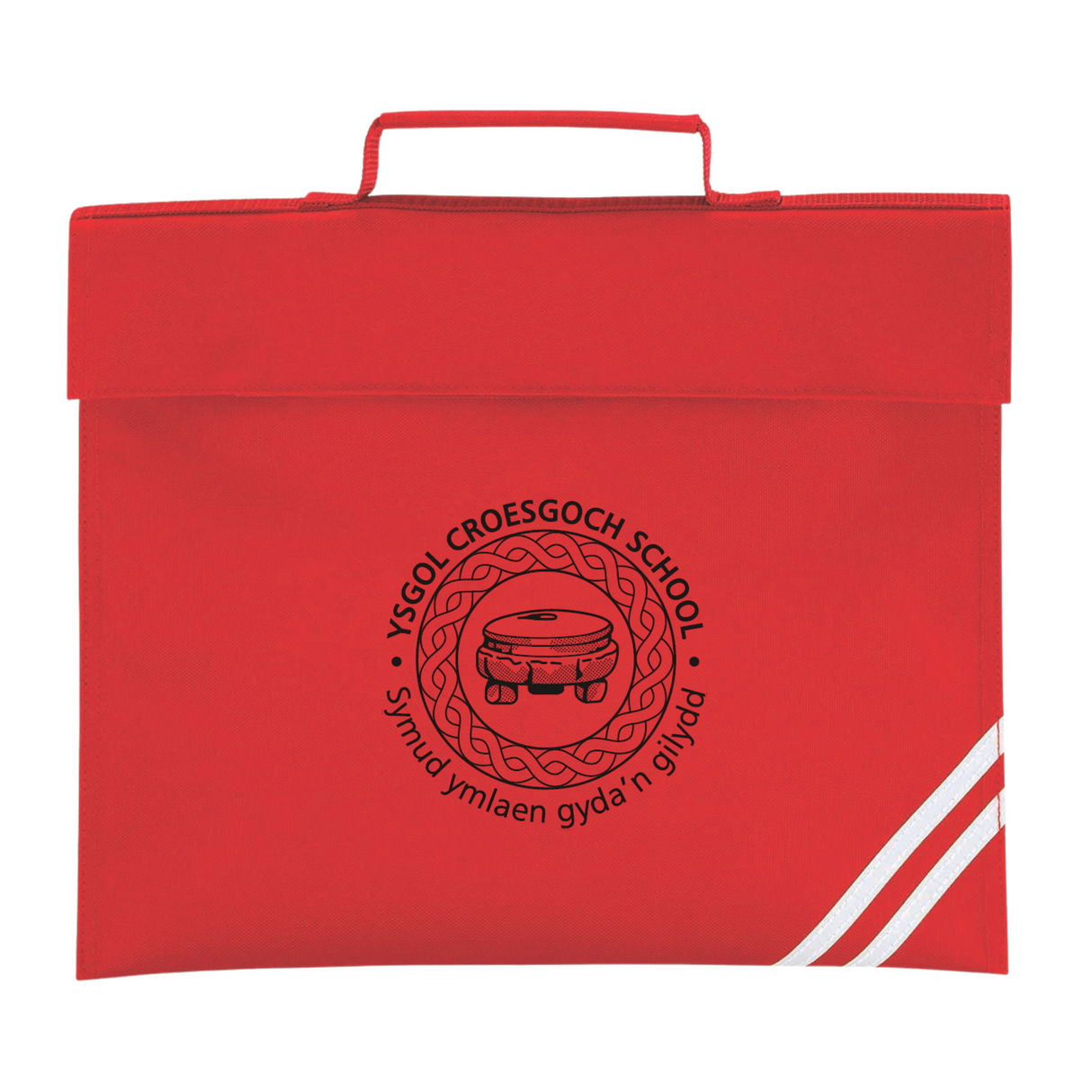 Ysgol Croesgoch School Red Book Carrier with logo (Print)