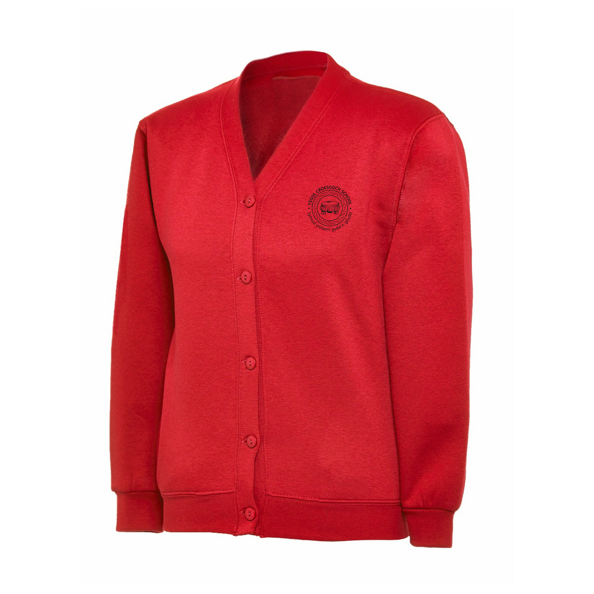 Ysgol Croesgoch School Red Cardigan with logo (Print)