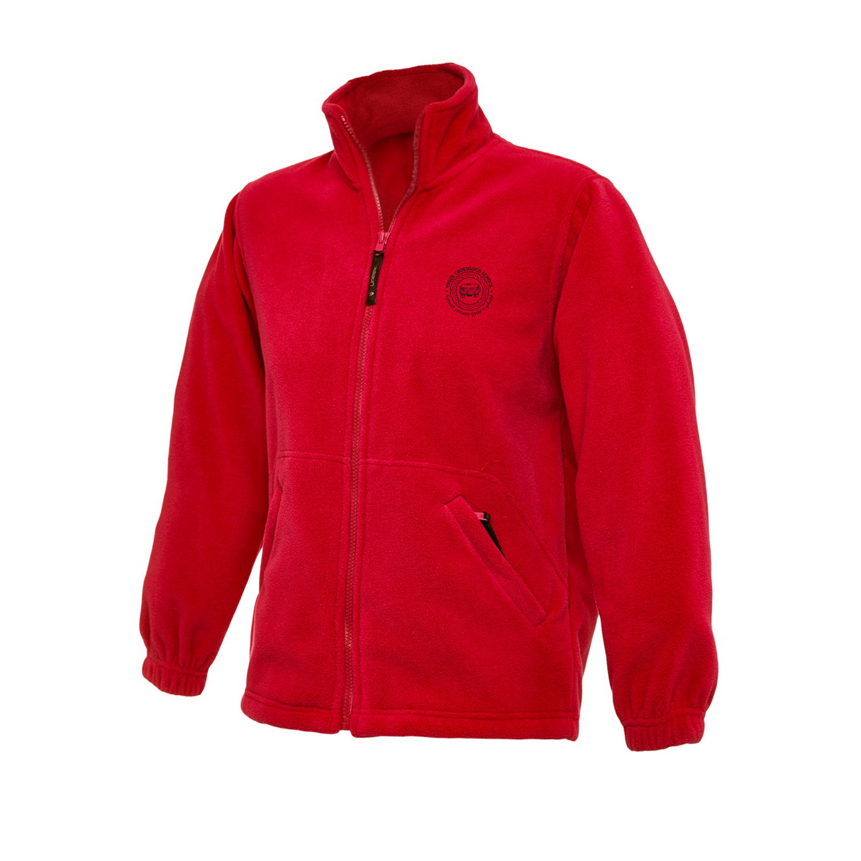Ysgol Croesgoch School Red Fleece Jacket with logo (EMB)