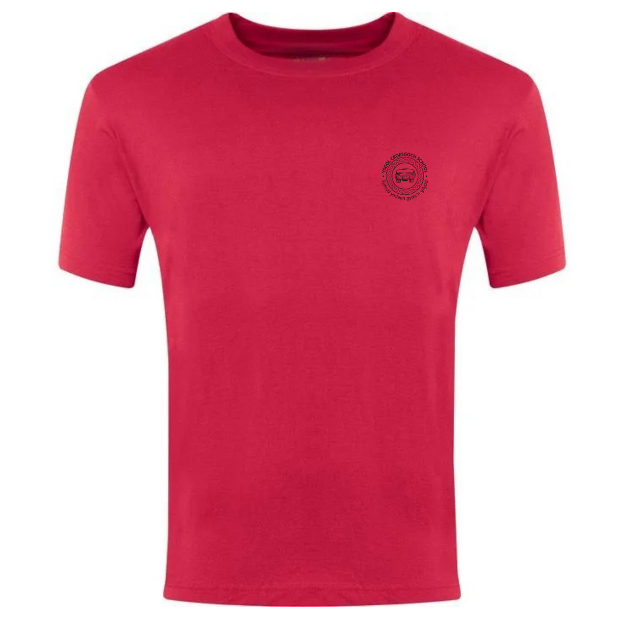 Ysgol Croesgoch School Red T Shirt with logo (Print)