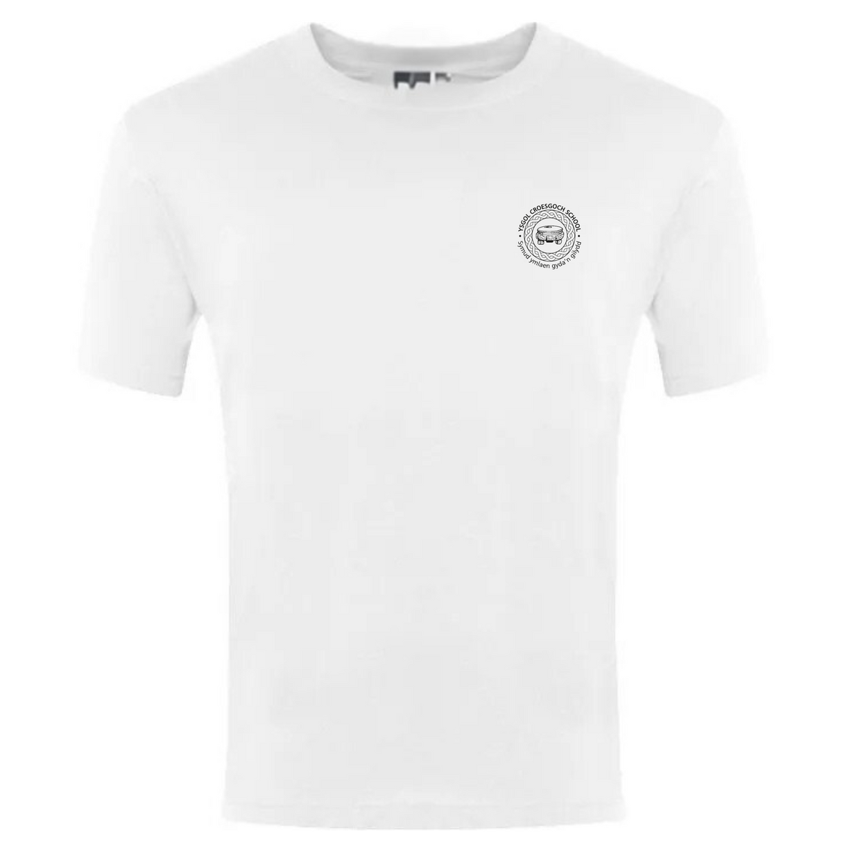 Ysgol Croesgoch School White T Shirt with logo (Print)