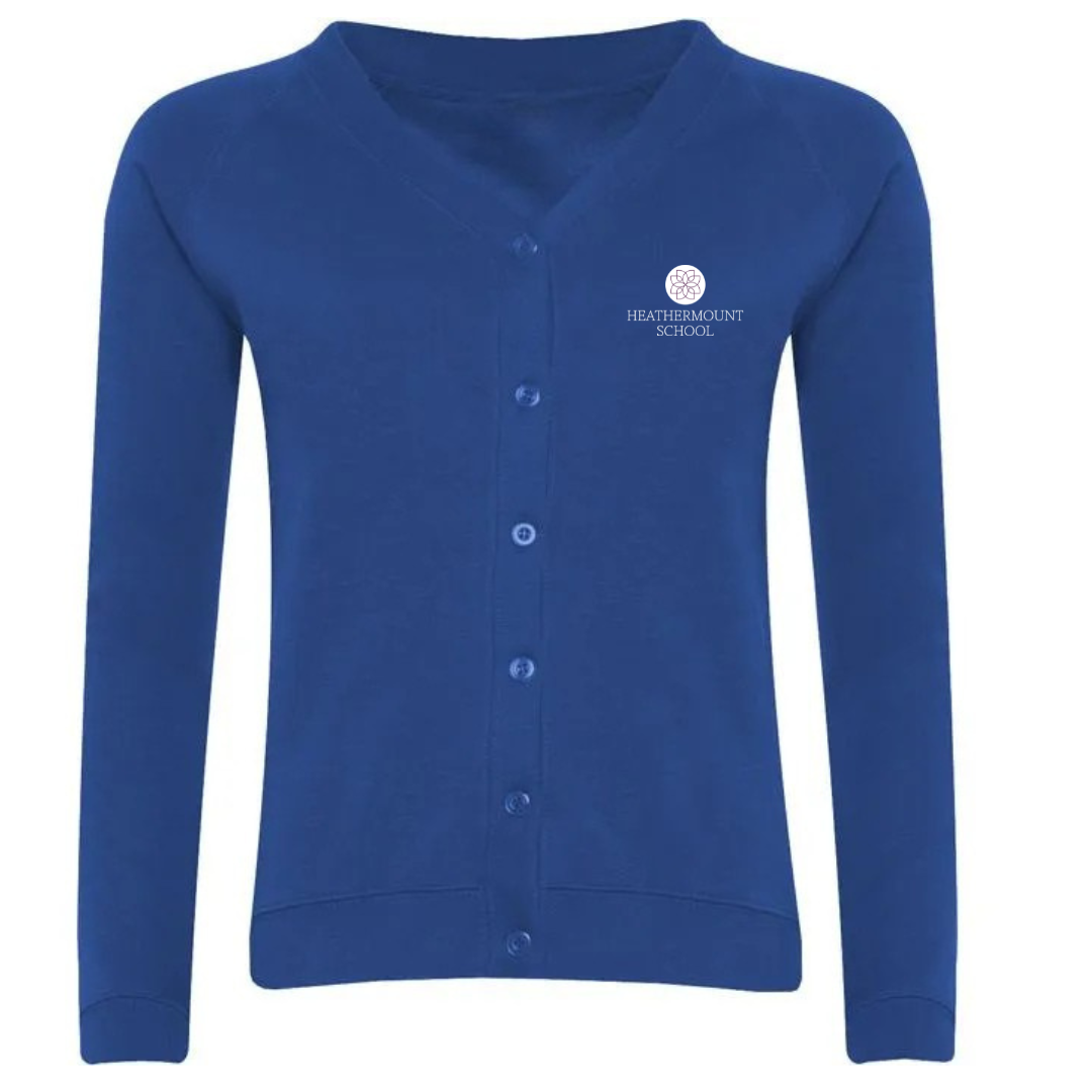 Heathermount Classic Sweatshirt Cardigan in Royal Blue with logo (EMB) [Lower School]
