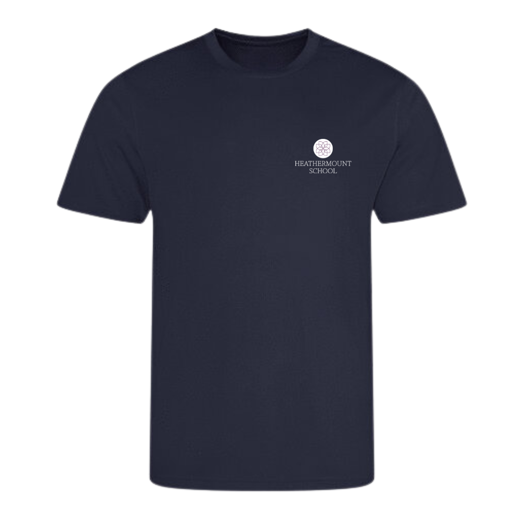 Heathermount T-Shirt in Navy with logo (EMB) [All Students]