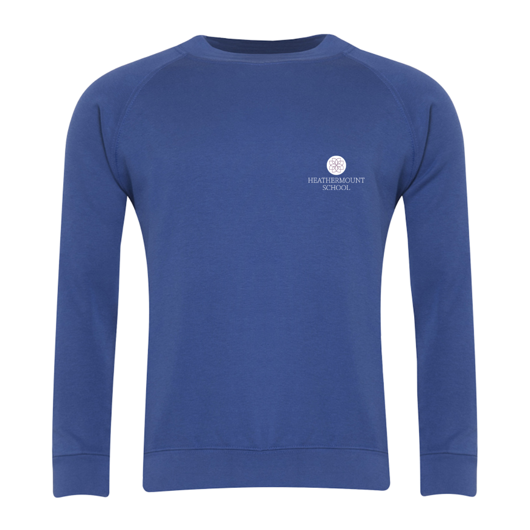 Heathermount Classic Crew Neck Sweatshirt in Royal Blue with logo (EMB) [Lower School]
