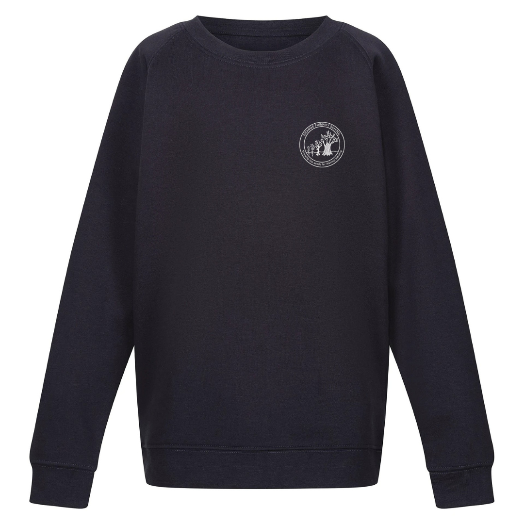 Grange Primary School, Crew Neck Sweatshirt in INK Navy with logo (EMB)