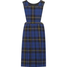 Royal blue Banner Prestwick tartan box pleat school pinafore