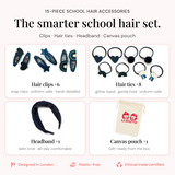Navy Blue School Hair Clips, Bobble Hair Ties, Headband & Bag | The Gift Set