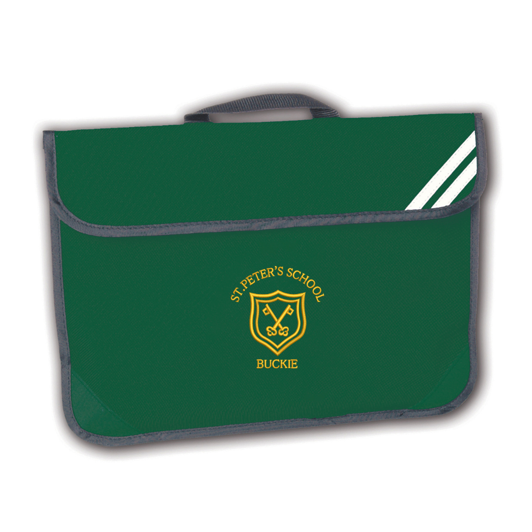 St Peters Buckie, School Book Bag in Bottle Green with logo (Print)