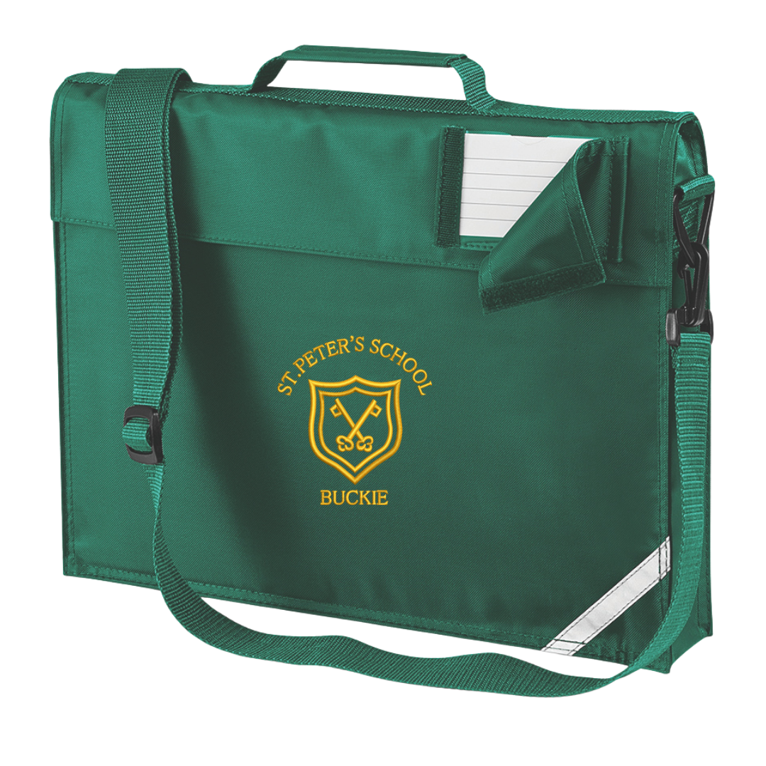 St Peters Buckie, School Book Bag in Bottle Green with logo (Print)