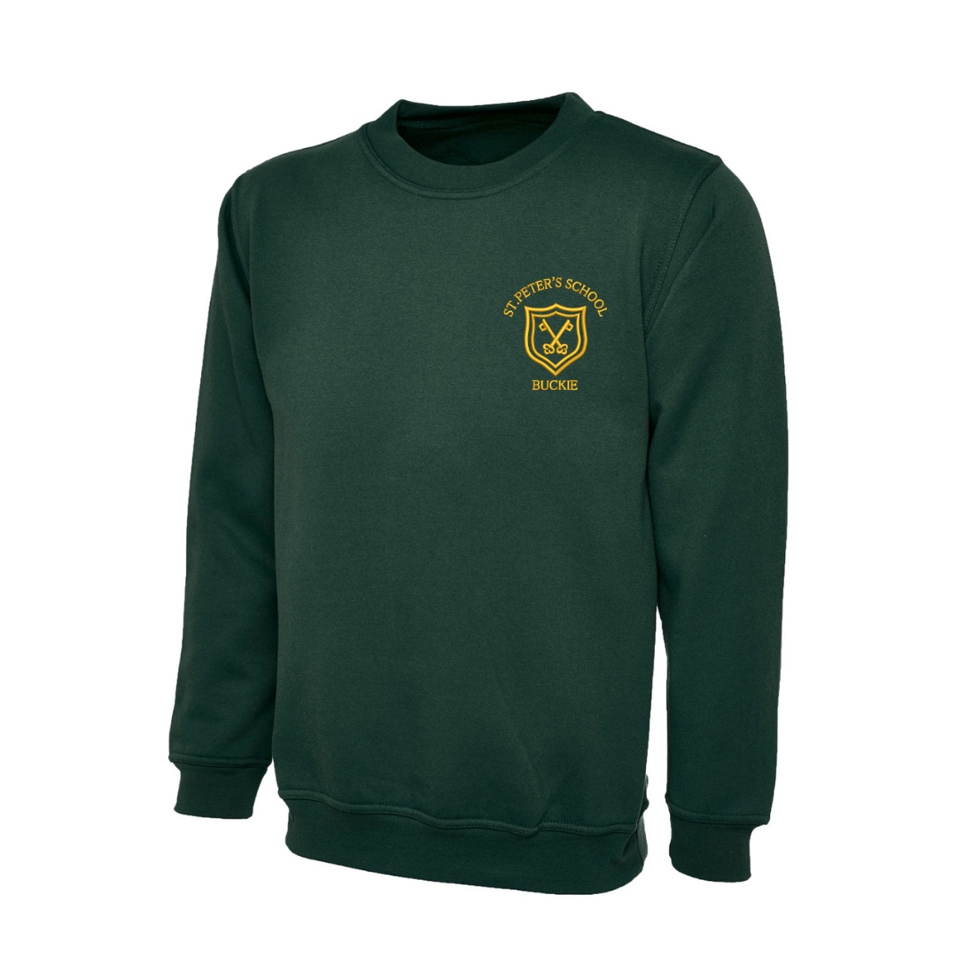 St Peters Buckie, Classic Sweatshirt in Bottle Green with logo (EMB)