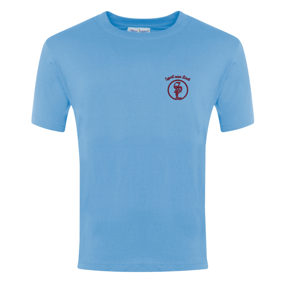 Sgoil Nan Loch Sky T Shirt with logo (EMB)