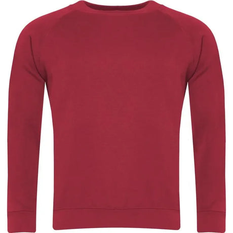 plain red crew neck sweatshirt with long sleeves, classic fit