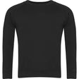 Black raglan sleeve sweatshirt with crew neck and plain back, unisex casual wear