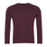 Burgundy crew neck sweatshirt with long sleeves, plain front, unisex casual style