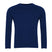 Plain navy blue crew neck sweatshirt with long sleeves, simple unisex casual top