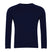 Plain navy blue long sleeve crew neck sweatshirt on white background