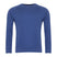 plain blue crew neck sweatshirt with long sleeves, front view on white background