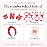 Red School Hair Clips, Bobble Hair Ties, Headband & Bag | The Gift Set