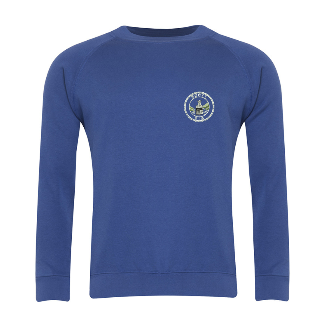 Uig Primary School Royal Sweatshirt with logo (EMB)