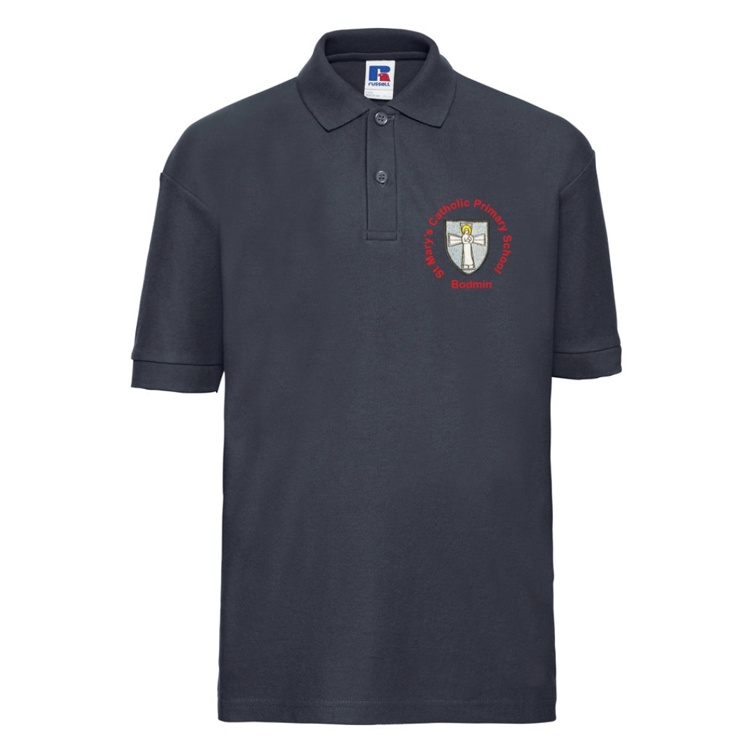 St Mary's Primary School Bodmin Navy Polo Shirt with logo (EMB)