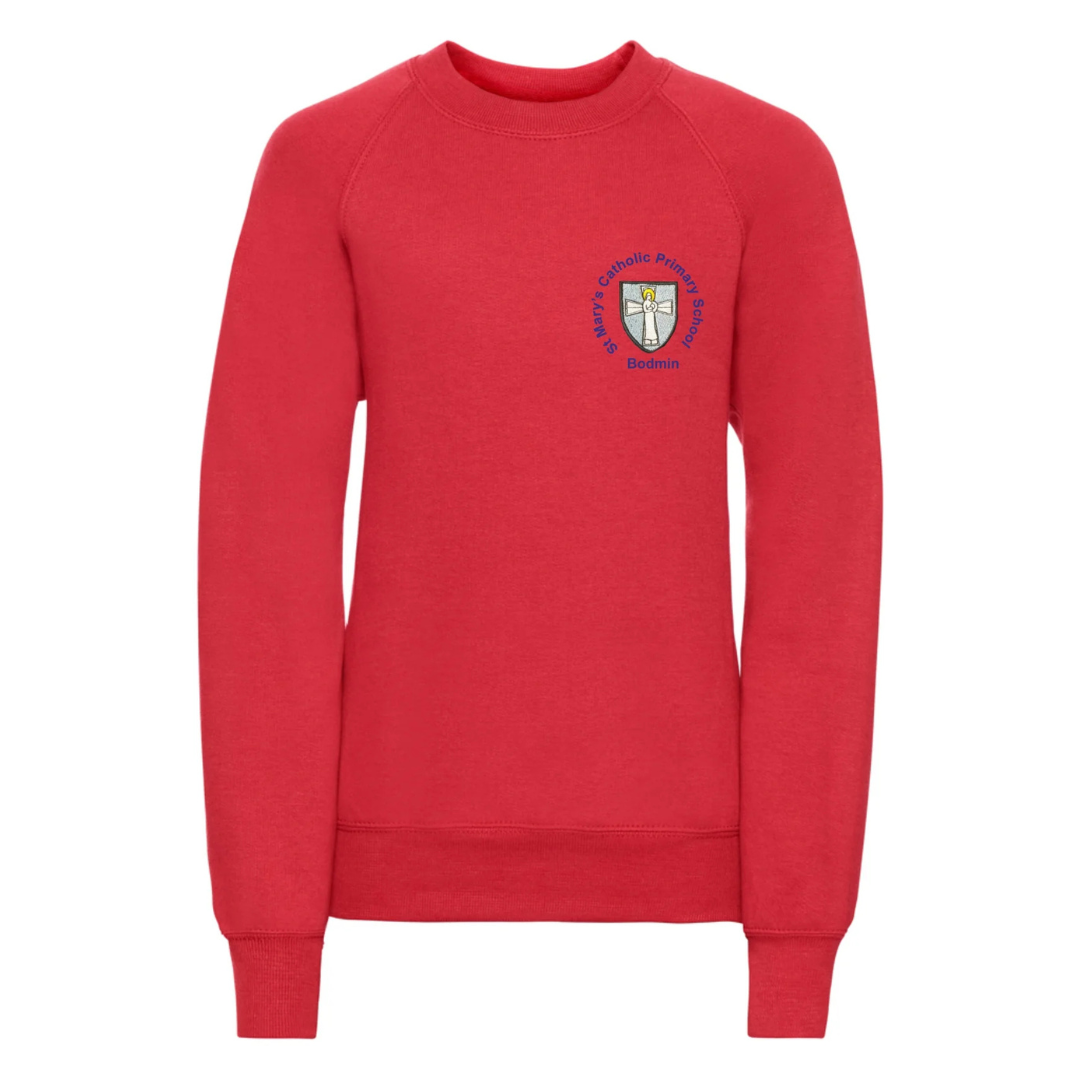St Mary's Primary School Bodmin Bright Red Sweatshirt with logo (EMB)