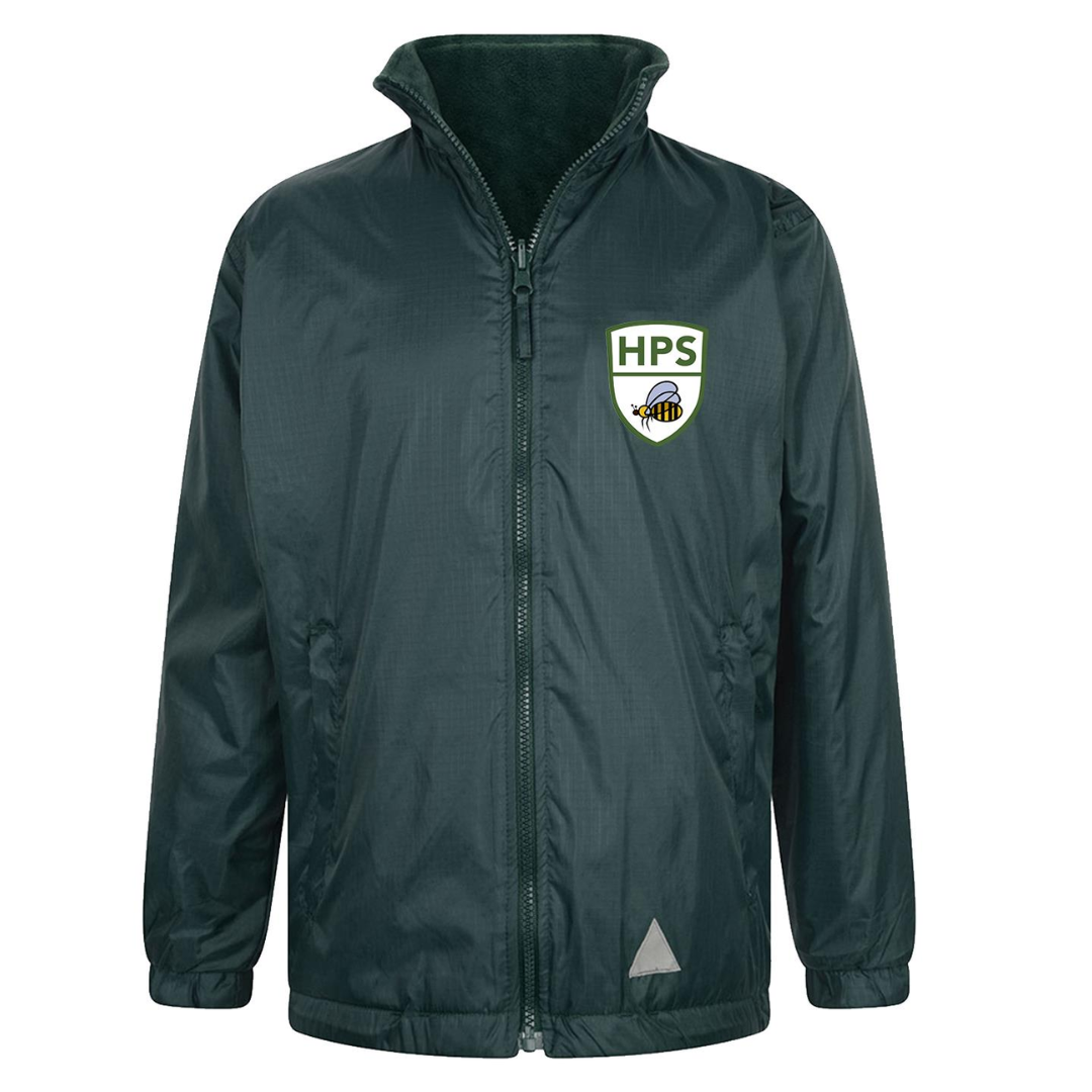 Honeybourne Primary School Reversible Jacket in Bottle Green with logo (EMB)