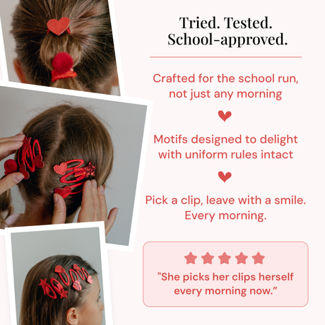 Red School Hair Clips & Bobble Hair Ties | The Essential Set